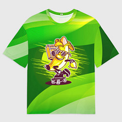 Мужская футболка оверсайз Банан катится на скейте