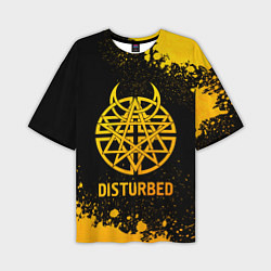 Мужская футболка оверсайз Disturbed - gold gradient