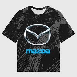 Мужская футболка оверсайз Mazda - следы шин