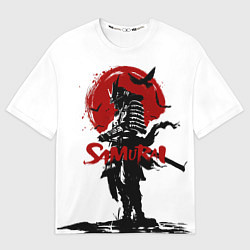 Футболка оверсайз мужская Самурай и Красное Солнце, цвет: 3D-принт