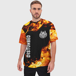 Футболка оверсайз мужская Disturbed и пылающий огонь, цвет: 3D-принт — фото 2