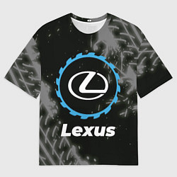Футболка оверсайз мужская Lexus в стиле Top Gear со следами шин на фоне, цвет: 3D-принт