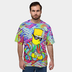 Футболка оверсайз мужская Барт Симпсон в тёмных очках считает бабло, цвет: 3D-принт — фото 2