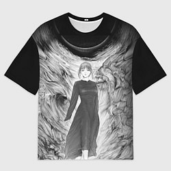 Мужская футболка оверсайз Макима гравюра - Человек-бензопила