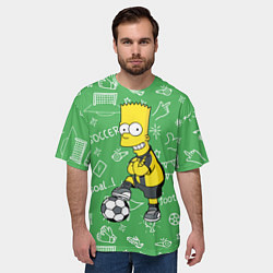Футболка оверсайз мужская Барт Симпсон - крутой футболист!, цвет: 3D-принт — фото 2