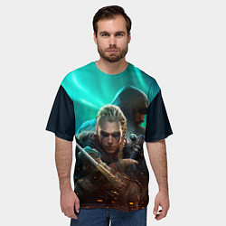 Футболка оверсайз мужская Assassins Creed Valhalla art, цвет: 3D-принт — фото 2