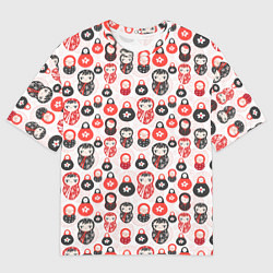 Футболка оверсайз мужская Матрёшка и цветы, цвет: 3D-принт