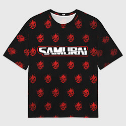 Футболка оверсайз мужская Самурай - Киберпанк - Они, цвет: 3D-принт