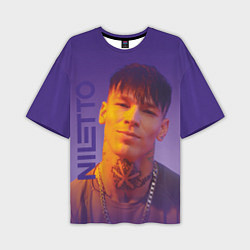 Мужская футболка оверсайз Niletto на фиолетовом фоне