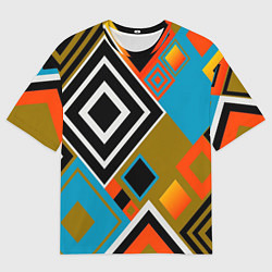 Футболка оверсайз мужская Фон из разноцветных квадратов, цвет: 3D-принт