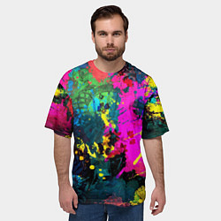 Футболка оверсайз мужская Разноцветные кляксы красов, цвет: 3D-принт — фото 2