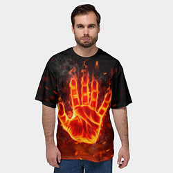 Футболка оверсайз мужская Рука в огне, цвет: 3D-принт — фото 2