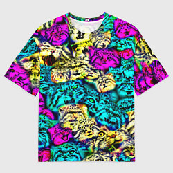 Футболка оверсайз мужская Психоделические манулы, цвет: 3D-принт