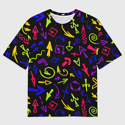 Мужская футболка оверсайз Паттерн из разноцветных стрелочек