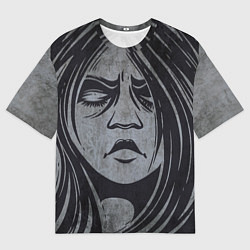 Футболка оверсайз мужская Лицо девушки с закрытыми глазами, цвет: 3D-принт