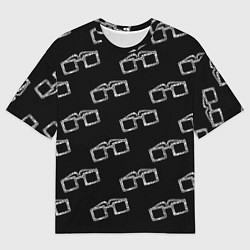 Мужская футболка оверсайз Модные очки черно-белый узор