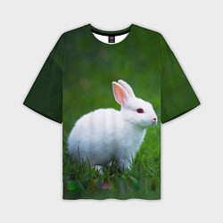 Мужская футболка оверсайз Кролик на фоне травы