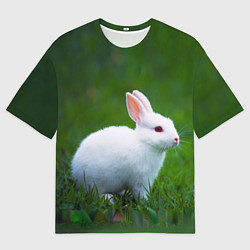 Футболка оверсайз мужская Кролик на фоне травы, цвет: 3D-принт