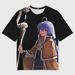 Мужская футболка оверсайз Рокси с посохом - Реинкарнаяция безработного