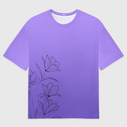 Мужская футболка оверсайз Красивый фиолетовый градиент с цветами