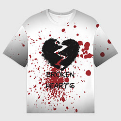 Мужская футболка оверсайз Разбитое черное сердце