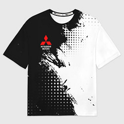 Мужская футболка оверсайз Mitsubishi - черно-белая абстракция