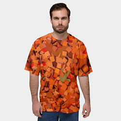 Футболка оверсайз мужская Оранжевые кубы в абстракции, цвет: 3D-принт — фото 2