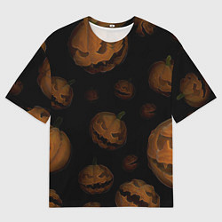 Футболка оверсайз мужская Парящие тыквы Джека, цвет: 3D-принт