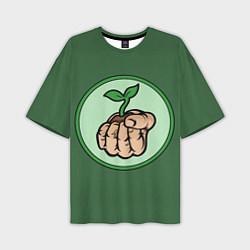 Мужская футболка оверсайз Растение в руке