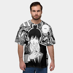 Футболка оверсайз мужская Аки Человек Бензопила, цвет: 3D-принт — фото 2