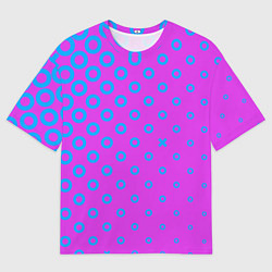 Мужская футболка оверсайз Голубые круглешки