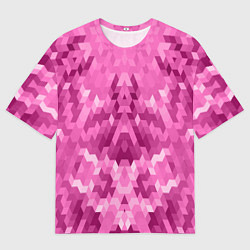 Футболка оверсайз мужская Яркий малиново-розовый геометрический узор, цвет: 3D-принт