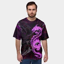 Футболка оверсайз мужская Неоновый дракон purple dragon, цвет: 3D-принт — фото 2