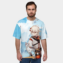 Футболка оверсайз мужская Кадзуха и кот, цвет: 3D-принт — фото 2
