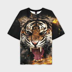 Мужская футболка оверсайз Оскал тигра