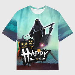 Футболка оверсайз мужская Хэллоуин приходит ночью, цвет: 3D-принт