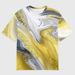 Футболка оверсайз мужская Благородный серо-золотой мрамор, цвет: 3D-принт
