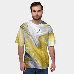 Футболка оверсайз мужская Благородный серо-золотой мрамор, цвет: 3D-принт — фото 2
