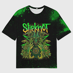Мужская футболка оверсайз Slipknot green satan