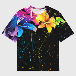 Футболка оверсайз мужская Цветные лилии, цвет: 3D-принт