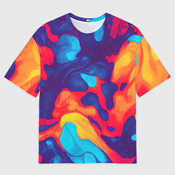 Мужская футболка оверсайз Пестрые красочные разводы