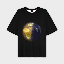 Мужская футболка оверсайз Планета Земля, день и ночь