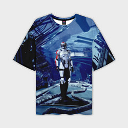 Мужская футболка оверсайз Mass Effect 2 - место гибели Нормандии