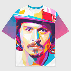 Мужская футболка оверсайз Джонни Депп портрет