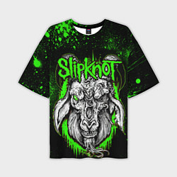 Мужская футболка оверсайз Slipknot зеленый козел