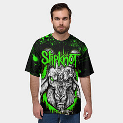 Футболка оверсайз мужская Slipknot зеленый козел, цвет: 3D-принт — фото 2