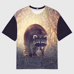 Мужская футболка оверсайз Любопытный енот