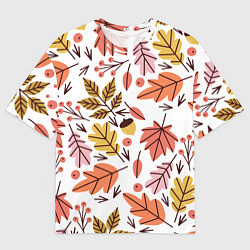 Футболка оверсайз мужская Осенний паттерн - листья, цвет: 3D-принт