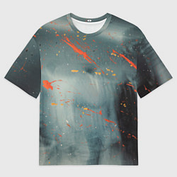Футболка оверсайз мужская Абстрактное множество костюмов в тумане и краски, цвет: 3D-принт