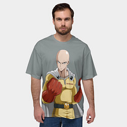 Футболка оверсайз мужская Ванпанчмен - герой Сайтама, цвет: 3D-принт — фото 2